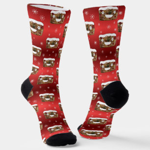Calcetines Navidades espeluznantes Patrón de Fruitakes Rojo