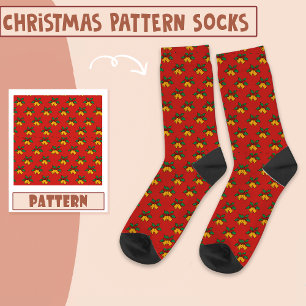 Calcetines Navidades Fiestas Navidades Bells Patrón Rojo