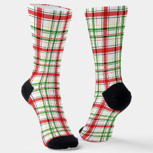 Calcetines Navidades Flannel Plaid Tartan Design - Blanco