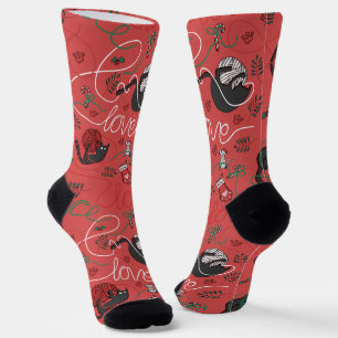 Calcetines Navidades graciosos de Red Peace y Love Kitten