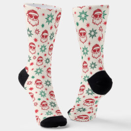 Calcetines Navidades Guay Santa retro de crema verde pálido