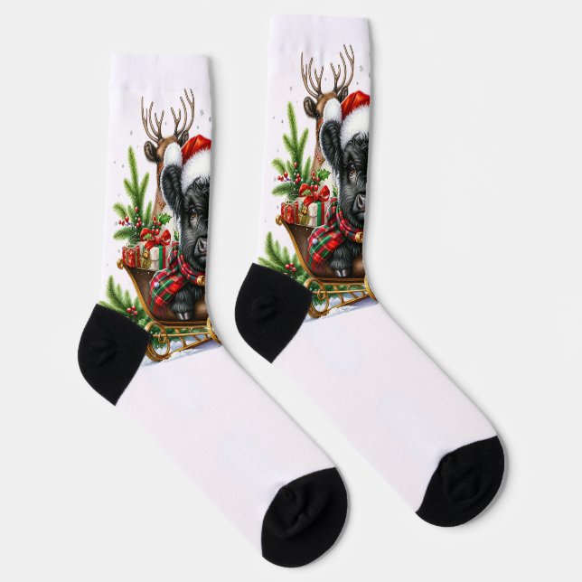 Calcetines Navidades, Highland, Cow, Socks (Derecha)