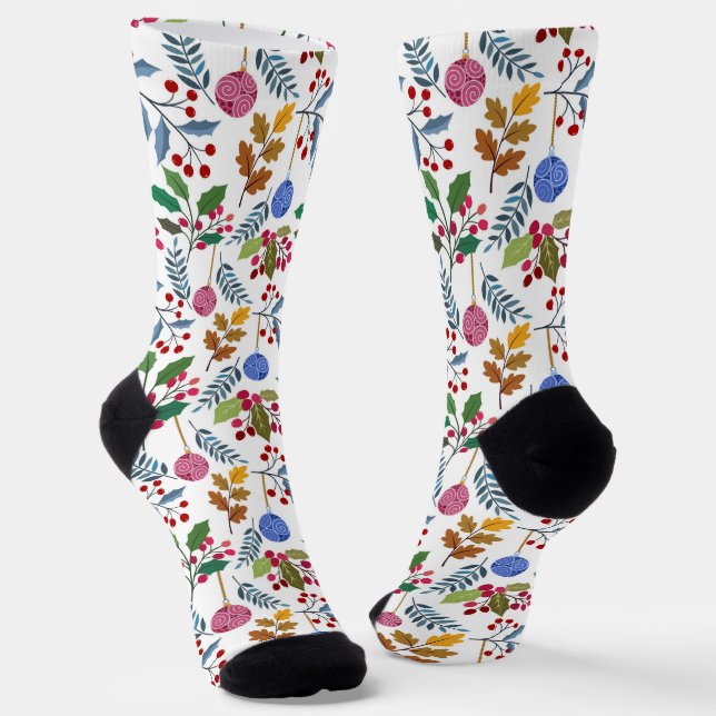 Calcetines Navidades holly con adornos navideños (Angular)