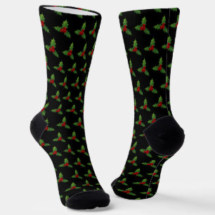 Calcetines Navidades Holly Pattern Black
