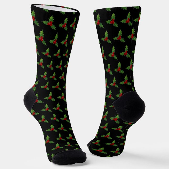 Calcetines Navidades Holly Pattern Black (Angular)
