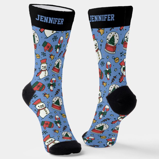 Calcetines Navidades inteligentes Patrón de Snowman Navidad v (Angular)