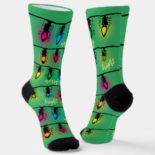 Calcetines Navidades merry y brillantes con carpintería liger