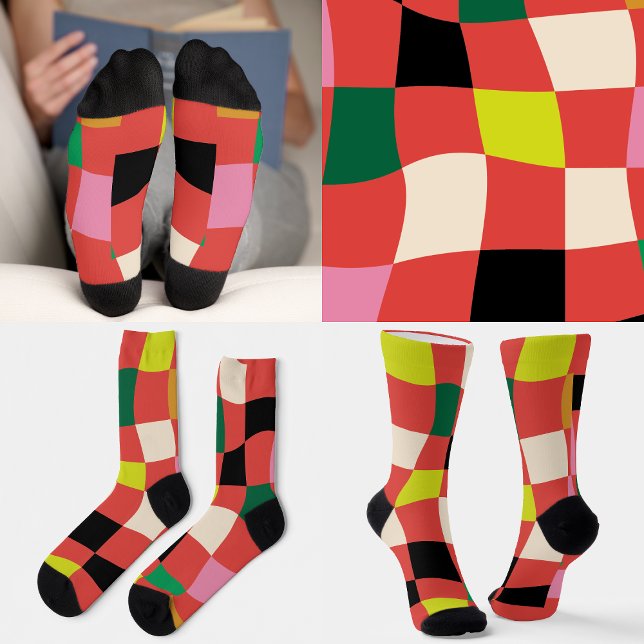 Calcetines Navidades modernos y coloridos de Tartán Plaid (Subido por el creador)