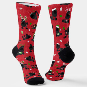 Calcetines Navidades negros pepitas rojas