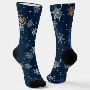 Calcetines Navidades Patrón de copos de nieve