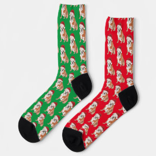 Calcetines Navidades Perro Lover Bulldog Patrón Diversión Ver