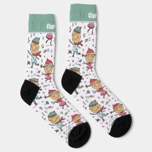 Calcetines Navidades personalizados niños en patrón de nieve