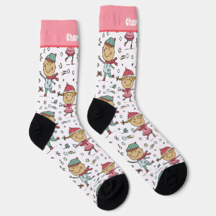Calcetines Navidades personalizados niños en patrón de nieve