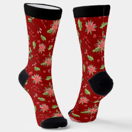 Calcetines Navidades poinsettia y holly Pattern