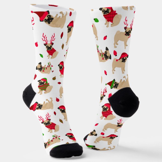 Calcetines Navidades Pugs White (Angular)