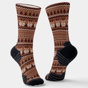 Calcetines Navidades retro clásicos Patrón marrón para él