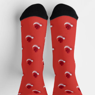 Calcetines Navidades santa claus gorra patrón rojo