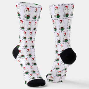 Calcetines Navidades Santa Claus Gorra Samoyed Dog Funny