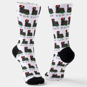 Calcetines Navidades Santa Claus Gorra Skye Terrier (negro)