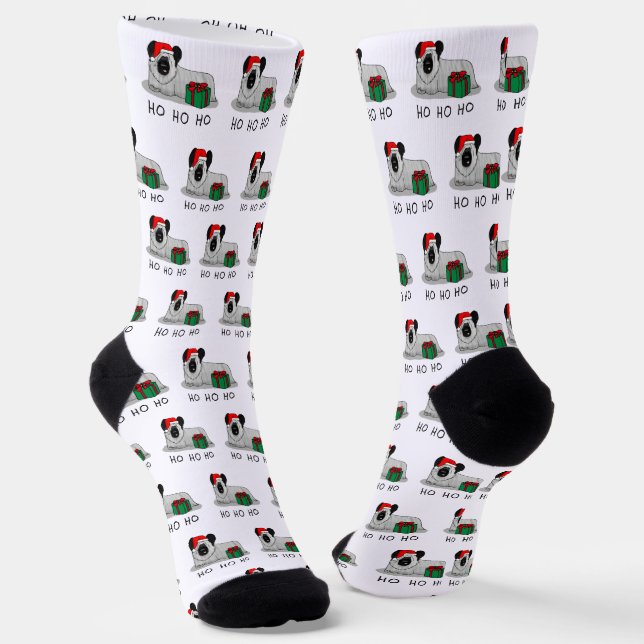 Calcetines Navidades Santa Claus Gorra Skye Terrier (plata) (Angular)