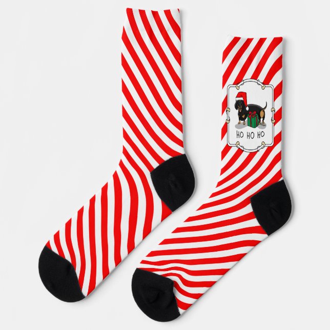 Calcetines Navidades Santa Dachshund (S black & tan) Cute (Izquierda)