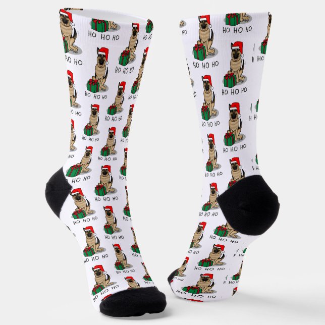 Calcetines Navidades Santa Hat German Shepherd Dog Cute (Angular)