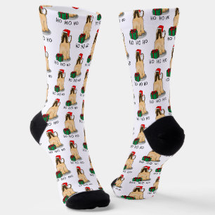 Calcetines Navidades Santa Hat Perro perro hebilla afgana