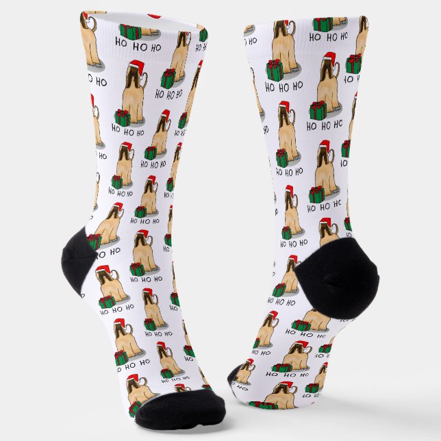 Calcetines Navidades Santa Hat Perro perro hebilla afgana (Angular)