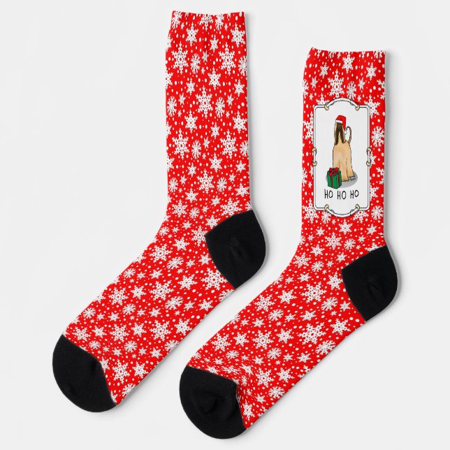 Calcetines Navidades Santa Hat Perro perro hebilla afgana (Izquierda)