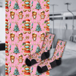Calcetines Navidades singulares rosados enfermera Chica Ginge