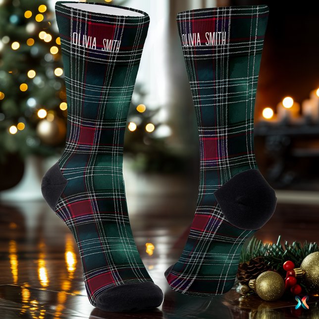 Calcetines Navidades tradicionales verdes y borgoñones (Subido por el creador)