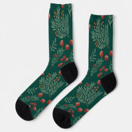 Calcetines Navideños de Bayas Rojas Festivas
