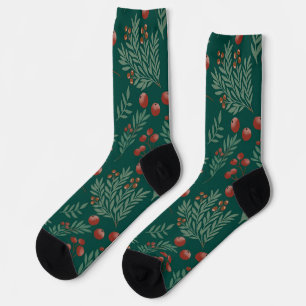 Calcetines Navideños de Bayas Rojas Festivas