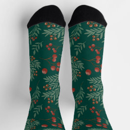 Calcetines Navideños de Bayas Rojas Festivas
