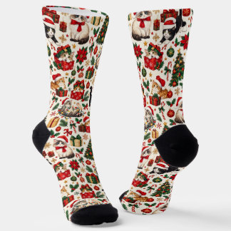 Calcetines Navideños de Gatos Festivos