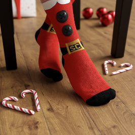 Calcetines Navideños Rojo Elfo Travieso y Bueno