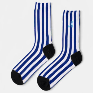 Calcetines Navy Azul Blanco Rayado Monograma Iniciales Person