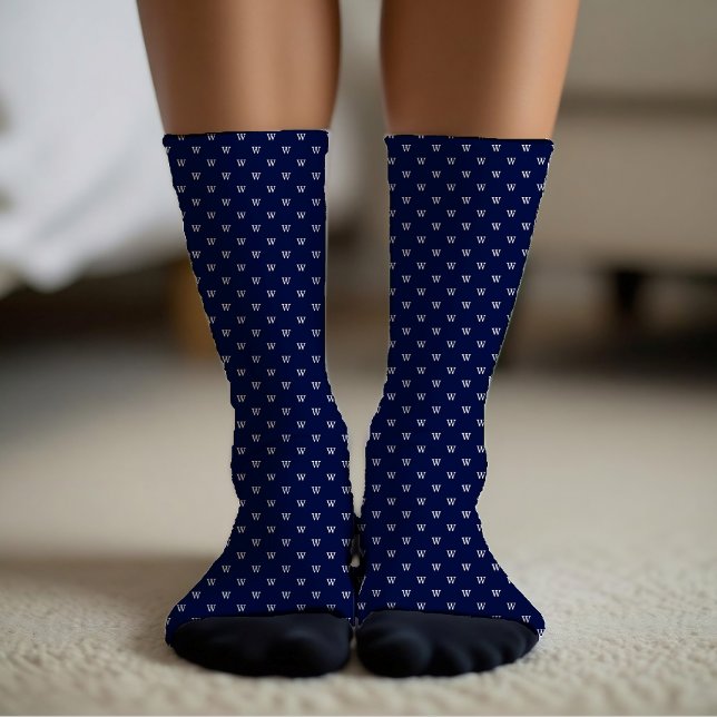 Calcetines Navy Blue Personal Monogram Pattern (Subido por el creador)