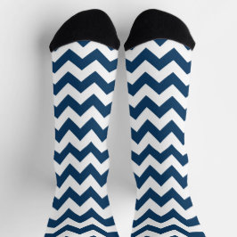 Calcetines Navy Zigzag, Navy Chevron, patrón geométrico