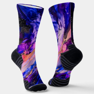 Calcetines Nebulosa del espacio púrpura en tinta de alcohol