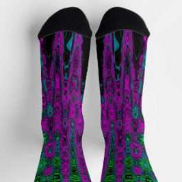 Calcetines Negrita Magenta Resumen Groovy Olas Atómicas