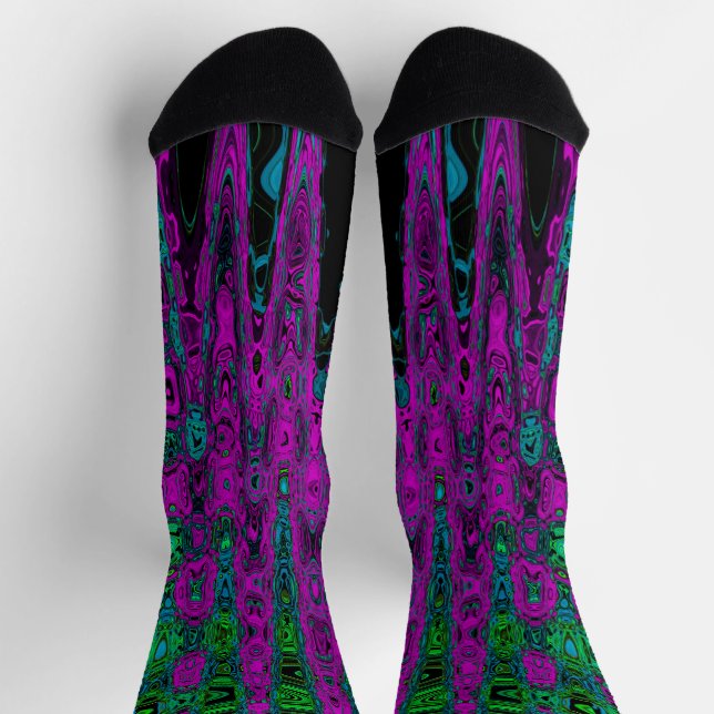 Calcetines Negrita Magenta Resumen Groovy Olas Atómicas (Arriba)