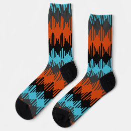 Calcetines Negro, Azul y Naranja Geométrico