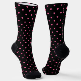Calcetines negro con corazones rosados