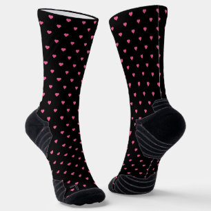 Calcetines negro con corazones rosas