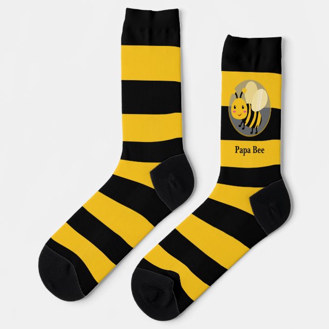 Calcetines Negro y Amarillo con Abeja Cuta (Izquierda)