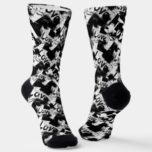 Calcetines Negro y blanco con manchas patrón de amor