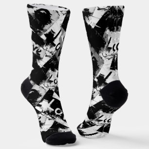 Calcetines Negro y blanco con manchas patrón de amor