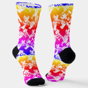 Calcetines Negro y blanco con manchas patrón de amor