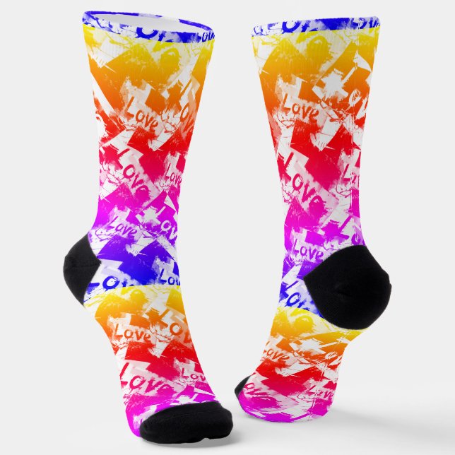 Calcetines Negro y blanco con manchas patrón de amor (Angular)